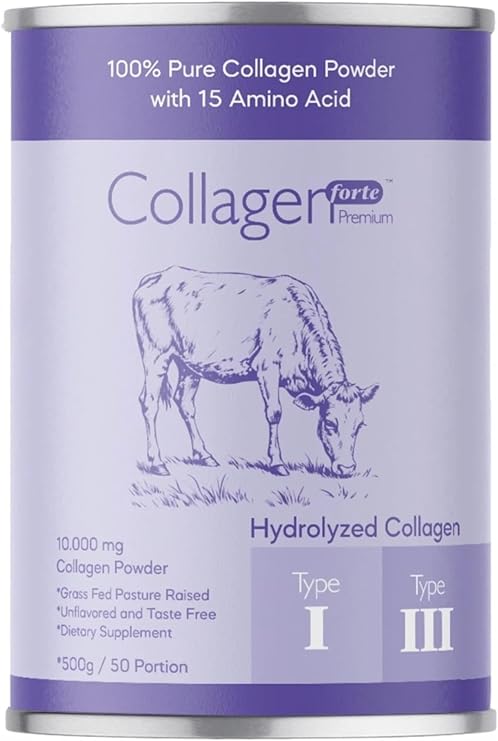 Collagen Forte Platinum Collagen Powder 500g,%100 Saf, Doğal Çift Hidrolize Kolajen Peptitler (50 PORSİYON)