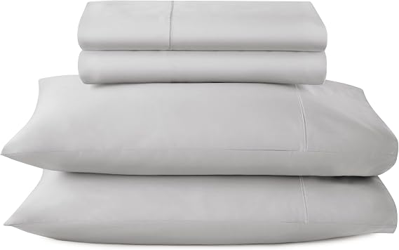 100% Organic Cotton Sheets Twin Size - GOTS Certified Organic Bed Sheets with Deep Pocket 500 Thread Count and Cozy Sateen Weave Gets Softer with Each Wash - Luxury 3 Piece Set (Gray, Twin)
