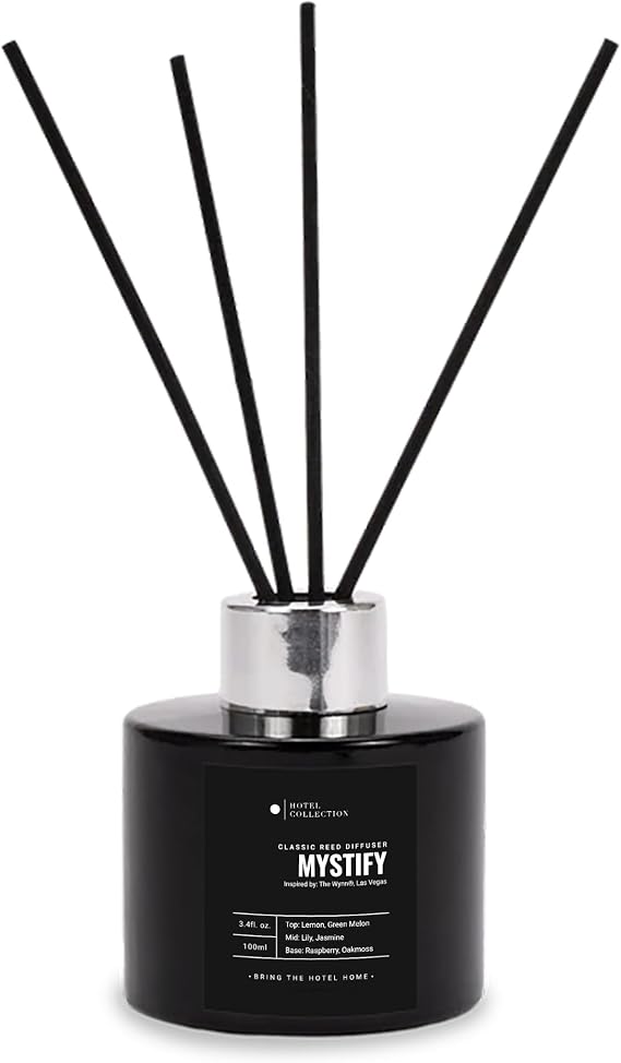 Mystify Reed Diffuser Set, Luxury Hotel Inspired Home Diffuser with Hints of Jasmine, Green Melon, and Lily, Lasting 4 Months Longevity, 100mL