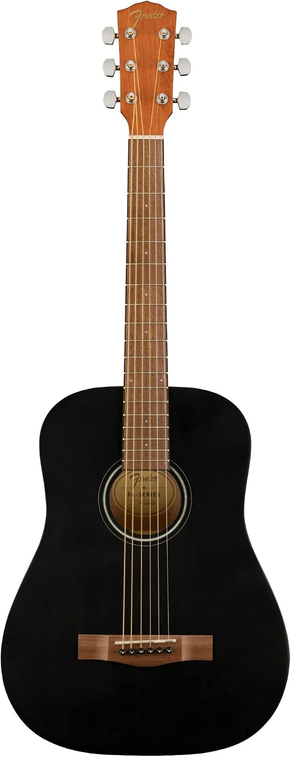 Fender FA-15 3/4 Scale Steel String Acoustic Guitar, Black, with Gig Bag