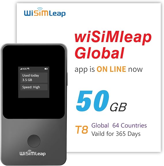 Portable WiFi Hotspot for Travel 4G Mobile Hotspot MiFi Portable WiFi Device with 50GB Global Data