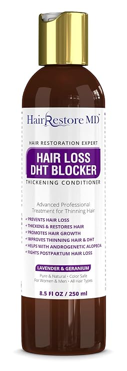 HAIR LOSS DHT BLOCKER Thickening CONDITIONER "Lavender & Geranium" Biotin Hair Growth, Caffeine, Hair Loss Thinning and Fine Hair, Regrowth Thickening Products