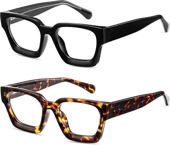 Oversized Reading Glasses for Women Style Computer Readers Thick Blue Light Blocking Spring Hinge Eyewear PT2007