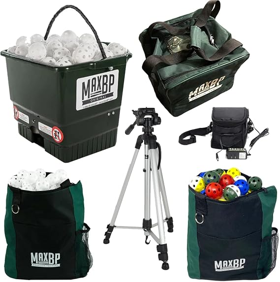 MaxBP Pitching Machine - Perfect for Kids, Teens & Adults - 30-145 Plus mph Reaction Training for Baseball & Softball - Essential Equipment for Baseball and Softball Training - Automatic and Portable