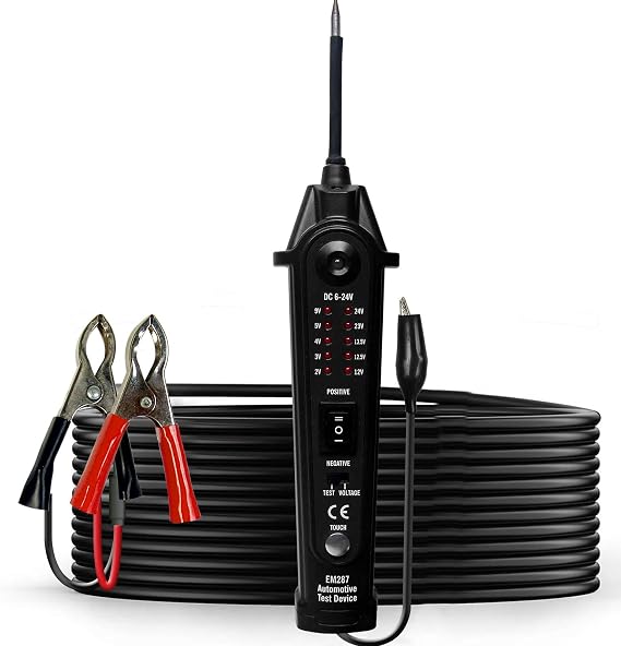 allsun EM287 Automotive Circuit Tester, 2-24V LED, 16.4 ft Cable