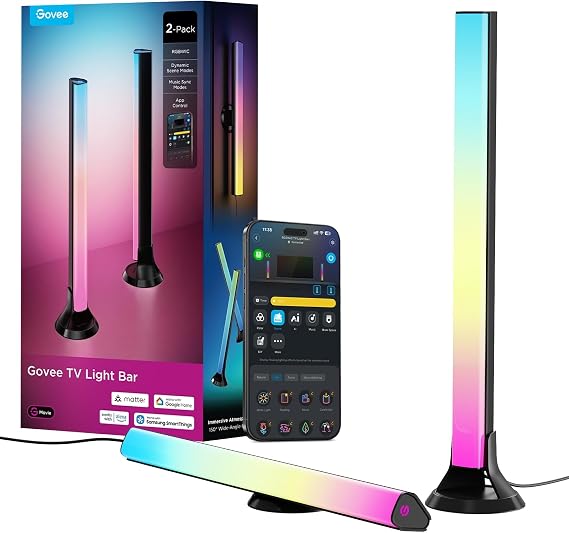 Govee Smart RGBWIC Light Bars, 15-Inch WiFi TV Backlight for 45-70-Inch TVs