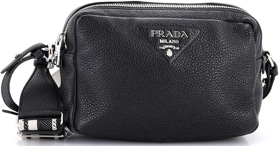 Pre-Loved Flou Camera Crossbody Bag Vitello Daino Small, Black