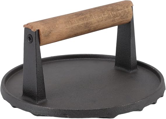 HERCHR Cast Iron Burger Press, Cast Iron Smash Burger Press Burger Press Cast Iron Grill Press for Smash Burgers for Kitchen