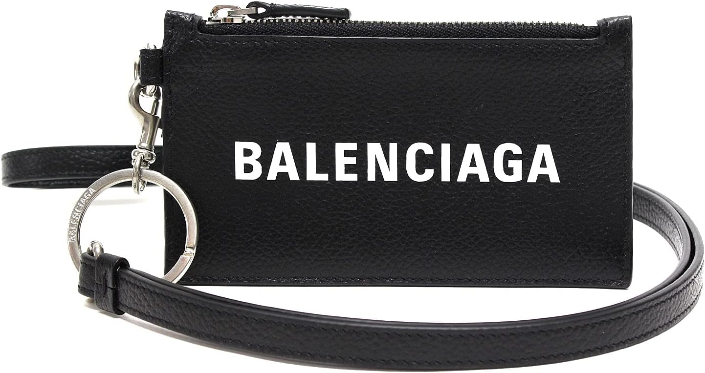 BALENCIAGA CASH CARD CASE ON KEYR 594548 1IZI3 1090 Coin  Card Case with Strap Black, Black