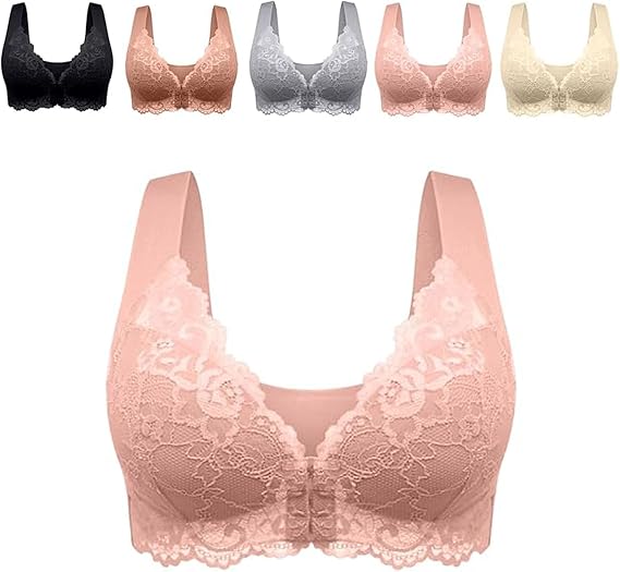Womens Basic Solid Lace Wireless Push up Bra,Womens Solid Lace Wireless Push up Bra,Front Closure Bras,Plus Size