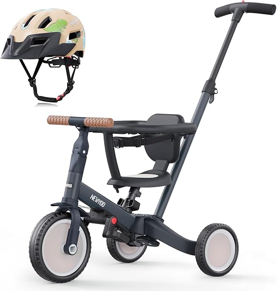 newyoo Toddler Tricycle with Helmet, Toddler Bike, Tricycles for 1-3 Year Olds, Kids Bike Helmet for 1-5 Year Olds, Dark Grey