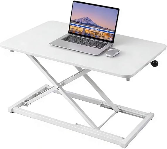 Adjustable Height Standing Desk Converter Keyboard Riser 23.6 Inch White
