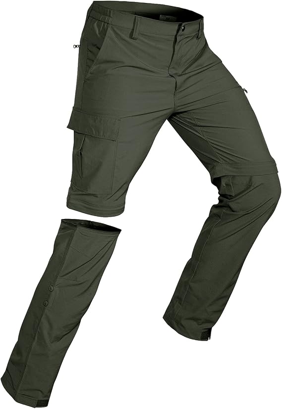 Wespornow Men's Convertible Hiking Pants: 3 in 1 Zip-Off for Travel | Adjustable Cuffs, Roll up Cuffs, Breathable, Quick-Dry, 5 Deep Pockets, Lightweight, Stretch, Water-Resistant, Safaris