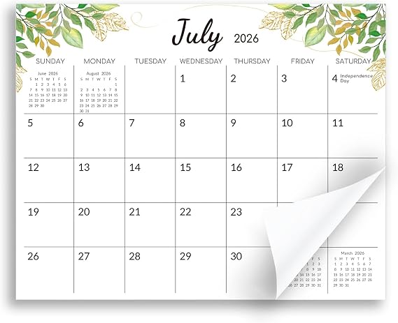 Magnetic Calendar for Refrigerator, 10"x 8" Fridge Calendar from Jul. 2026 to Dec. 2027, Wall Calendars 2026-2027 Prefect for Planning and Organizing Your Life - Leaves