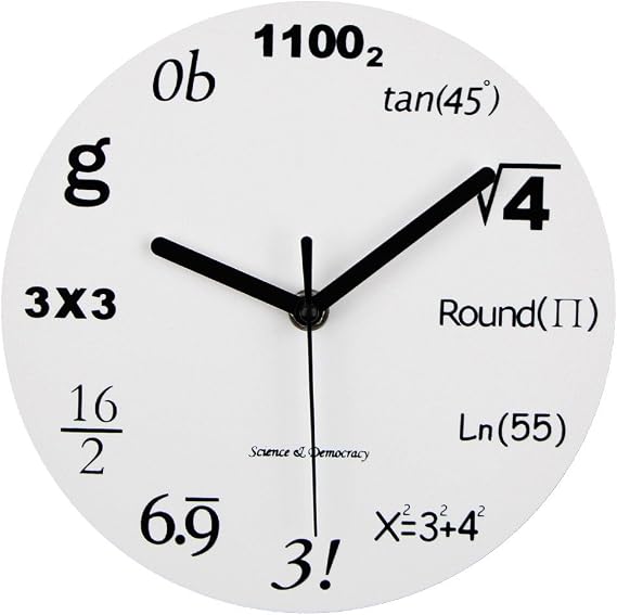 Timelike Math Clock, Unique Wall Clock Modern Design Novelty Maths Equation Clock - Each Hour Marked By a Simple Math Equation (12"(30CM))