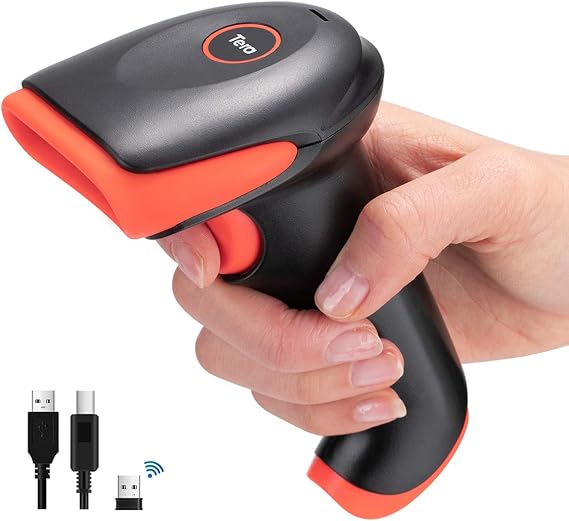 Tera Pro Bluetooth Barcode Scanner Wireless 1D 2D QR Code Rea der 2.4GHz Wireless & USB Wired Connection Fast and Precise Scanning, HW0002-O