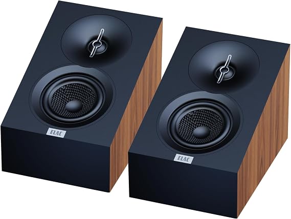 ELAC Debut 3.0 DA43-WN Atmos-Enabled On-Wall Speakers, Walnut (Pair) - 1 Aluminum Dome Tweeter & 4 Aramid Fiber Woofer - 2-Way Bass Reflex - 48Hz to 38KHz Response