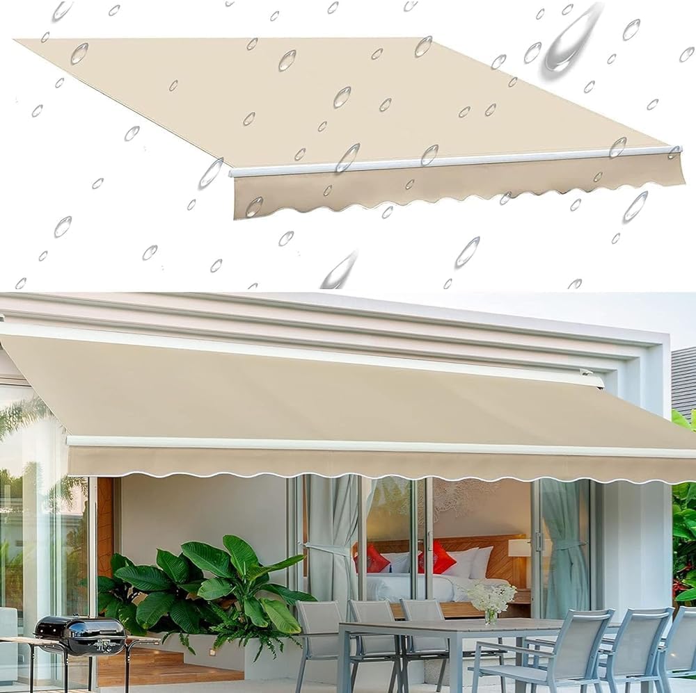 Retractable Awning Replacement Fabric - Water-Resistant Polyester Cover for Patio Sunshade Shelter Canopy - Perfect for Shop, Cafe, Deck Or CourtyardSize:20x10ft