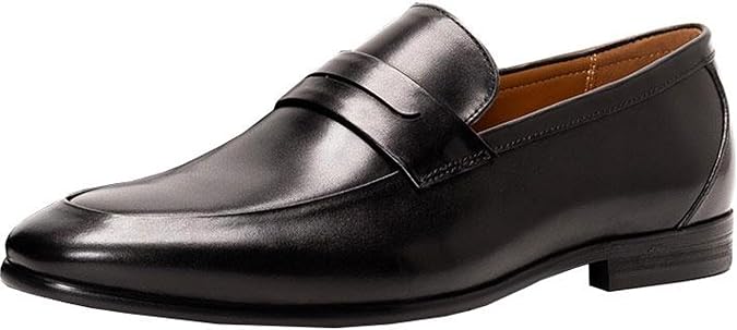 LUCIUS Men's U-Tip Leather Coin Loafer/Slip-on Black 40 LLT474-1