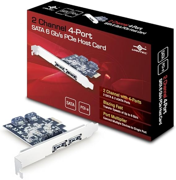 Vantec 2 Channel 4-Port SATA 6Gbps PCIe Host Card (UGT-ST622)