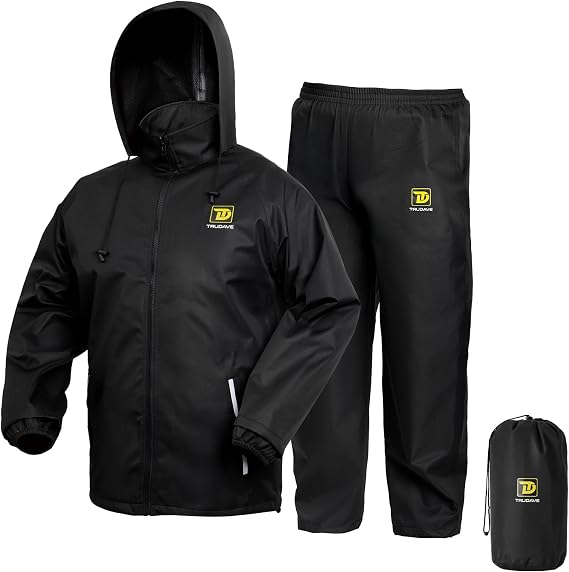 Trudave Waterproof Rain Suits,Rain Gear for Men & Women, 2 Pieces Breathable Lightweight Hydrolock Rainwear