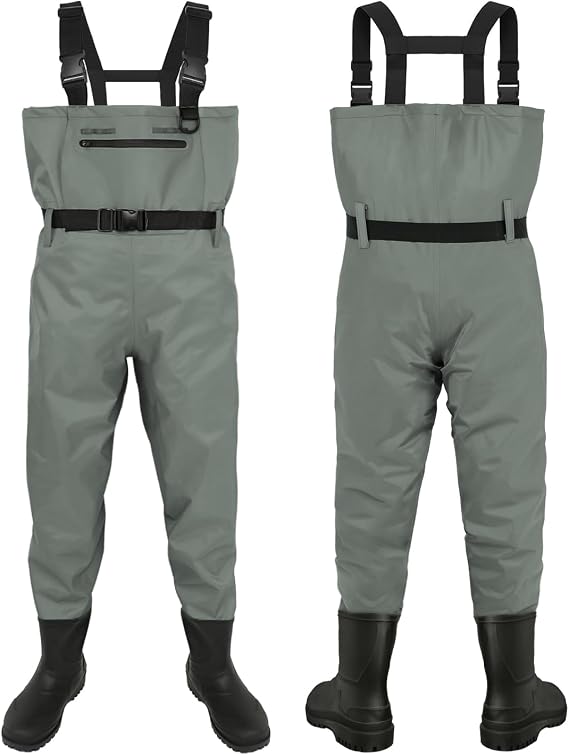 Fishing Waders for Men Women| 2-Ply Nylon/PVC Waterproof Chest Wader with Boots for Duck Hunting & Fly Fishing| Lightweight Bootfoot Waders