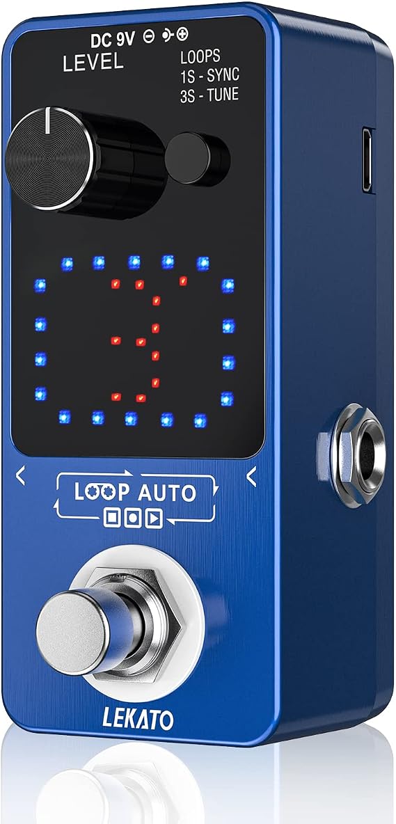LEKATO Looper Pedal, Guitar Looper Pedal for Electric Guitar&Bass Loop Pedal with SYNC & Tuner Function Triple Effect Guitar Looper with LED Screen Unlimited Overdubs 3 Loops 18 Minutes Record Time