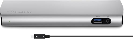 Belkin Thunderbolt 3 Dock w/ 2.6ft Thunderbolt 3 Cable (Thunderbolt Dock for MacBook Pro models from 2016 or later, includes the 2018 version), Dual 4K @60Hz, 40Gbps Data Transfer Speeds)