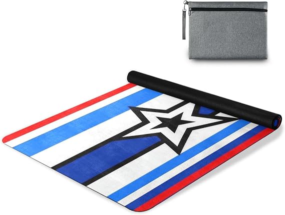 White Red Blue Stripe Star yoga mat non slip for home gym printed, natural rubber non slip, with carrying bag tapete para ejercicio 71x26 inches 1 MM