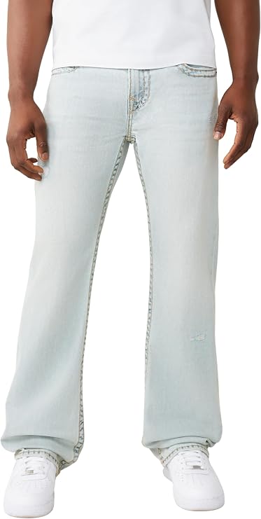 True Religion Mens Billy Super T Bootcut Jean Premium Denim, Stretch Comfort, Iconic Stitch Detail