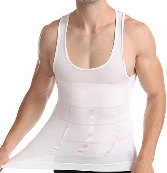 Men's Compression Shirt Tummy Control Slimming Body Shaper Vest Workout Gynecomastia Undershirt Plus Size