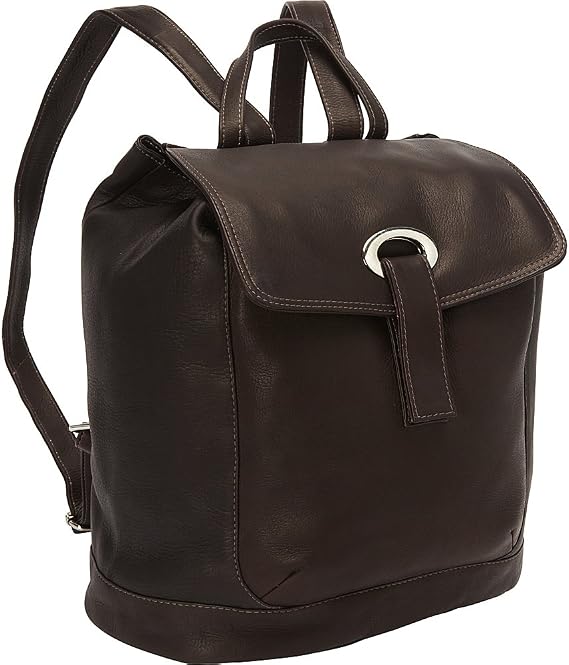 Piel Leather Large Oval Loop Backpack, Chocolate, One Size