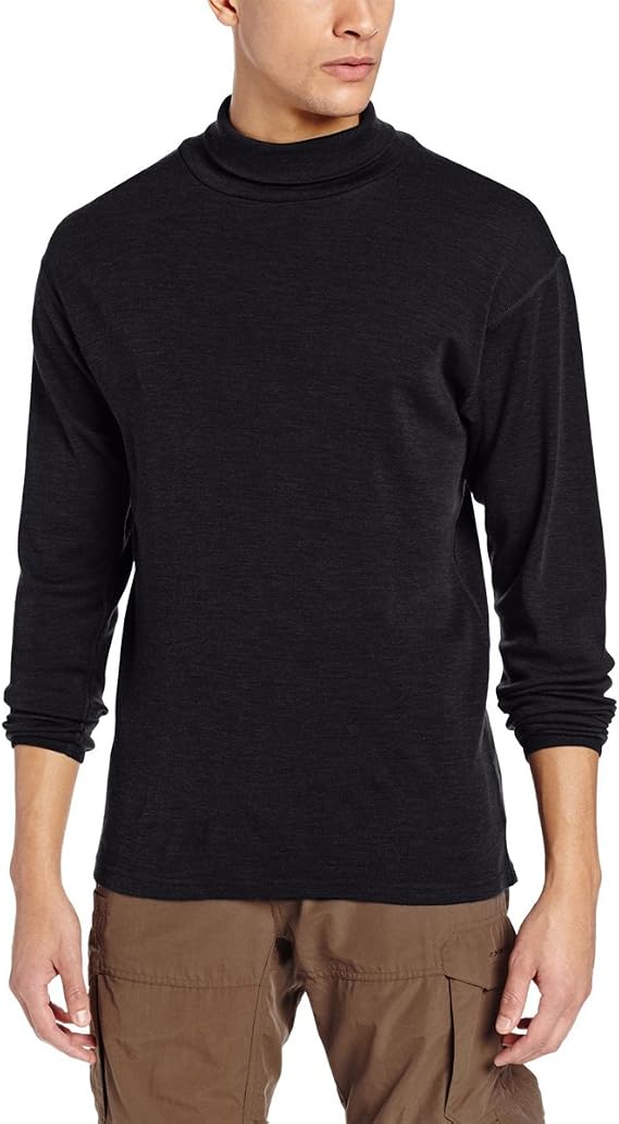 100% Merino Wool Mens Turtleneck - Midweight Long Sleeve Base Layer
