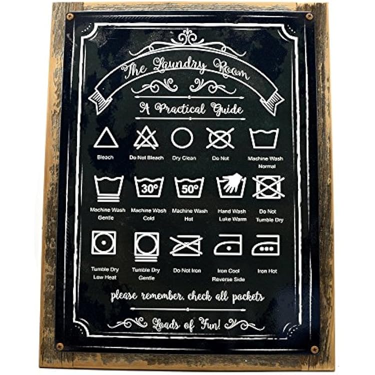 Framed Laundry Guide Metal Sign, Home Decor, Modern Decor, Laundry Room Decoration