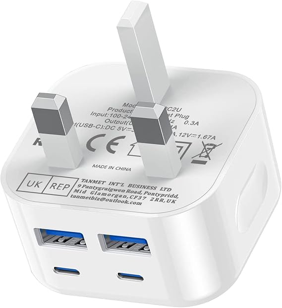 USB C and USB Plug UK Fast Charge,40W Multi USB Plug Fast Charger 20W Dual USBC Power Adapter i Phone Apple Type C Plugs with USB Port Head for iPhone 17 16 15 14 13 12 11 Pro Max Plus iPad 10th A16