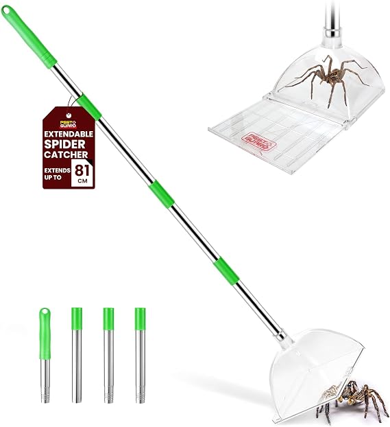Spider Catcher Long Handle 81cm Insect Catcher with Sliding Trap Door Lightweight Bug Catchers & Spider Grabber for Home, Indoor Fly Catchers, Outdoor Fly Trap