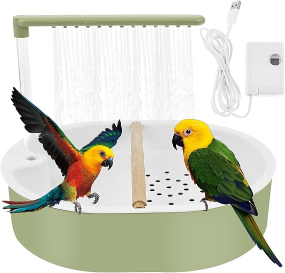 Automatic Bird Bathtub, Cage Bird Shower Budgie Bath Fountain, 26 Water Outlets Delivering, Large Capacity Parrot Shower, Circulating Water Bathtub for Cockatiel, Budgie Lovebird