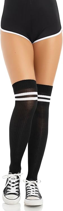 Leg Avenue Women's Ribbed Athletic Thigh High Socks