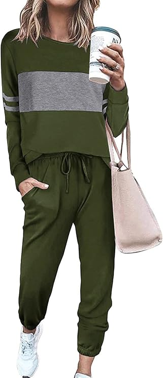 PRETTYGARDEN Women Color Block 2 Piece Sets Tracksuit
