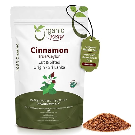 Organic Way True Ceylon Cinnamon Cut & Sifted - Origin Sri Lanka (4 Ounce)