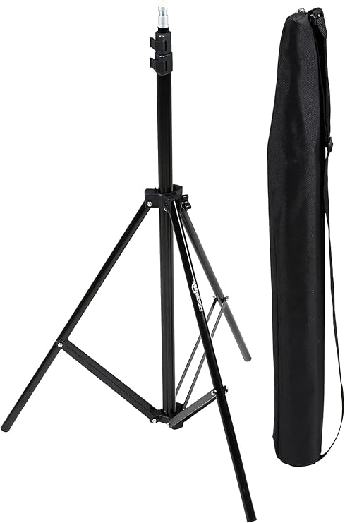 Amazon Basics Portable Aluminum Photography Light Stand Tripod with Case, 2.8-6.7 feet, Black
