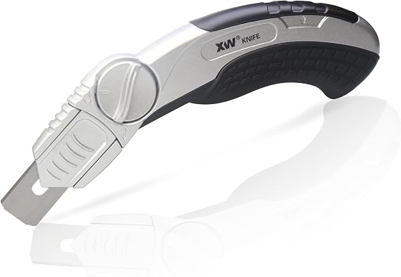 XW Fixed-blade Carpet Knife with Twist-lock, Heavy Duty Flooring Knife with 5 Spare Blades in Storage