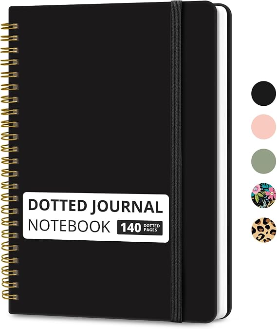 Taja Grid Spiral Notebook for Work, 5.7"x7.9" Spiral Dotted Grid Journal