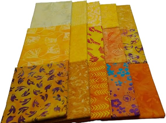 Java Batik Citrus Fat Quarter Bundle - 15pcs - Handcut by Fuller Fabrics