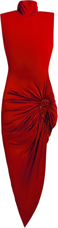 Crystal Cluster Draped Midi Dress
