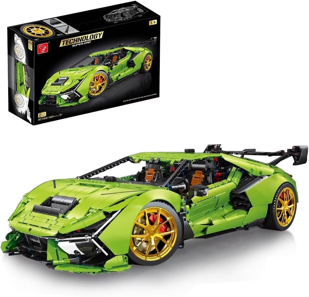 MISINI T5046 Super Car Building Kits, 6628 PCS MOC Static Version Race Car Building Set Collectible Motorsport Construction Set, 1:6 Scale Large Sports Car Block Model,Gift for Adult and Teens
