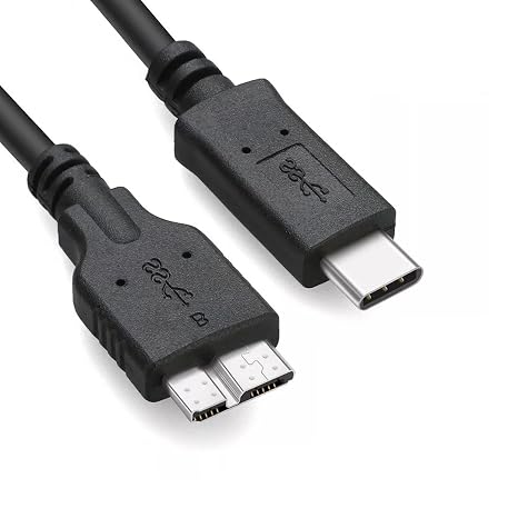 3FT External Hard Drive Cord to USB C for Western Digital WD My Passport, Seagate, Toshiba Canvio, LaCie, etc, Compatible with iPhone 15, PC, Mac, Samsung, LG, Moto, Pixel & Other USB-C Devices