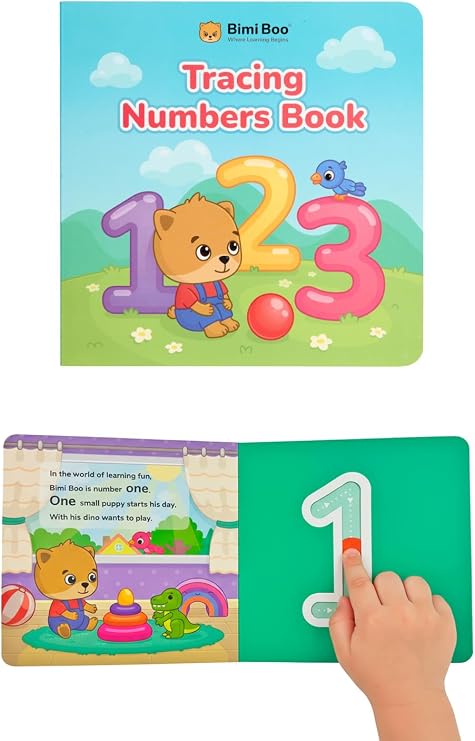 Bimi Boo Numbers Tracing Book - Early Math Tracing Activity for Babies - Toddler Counting Toy