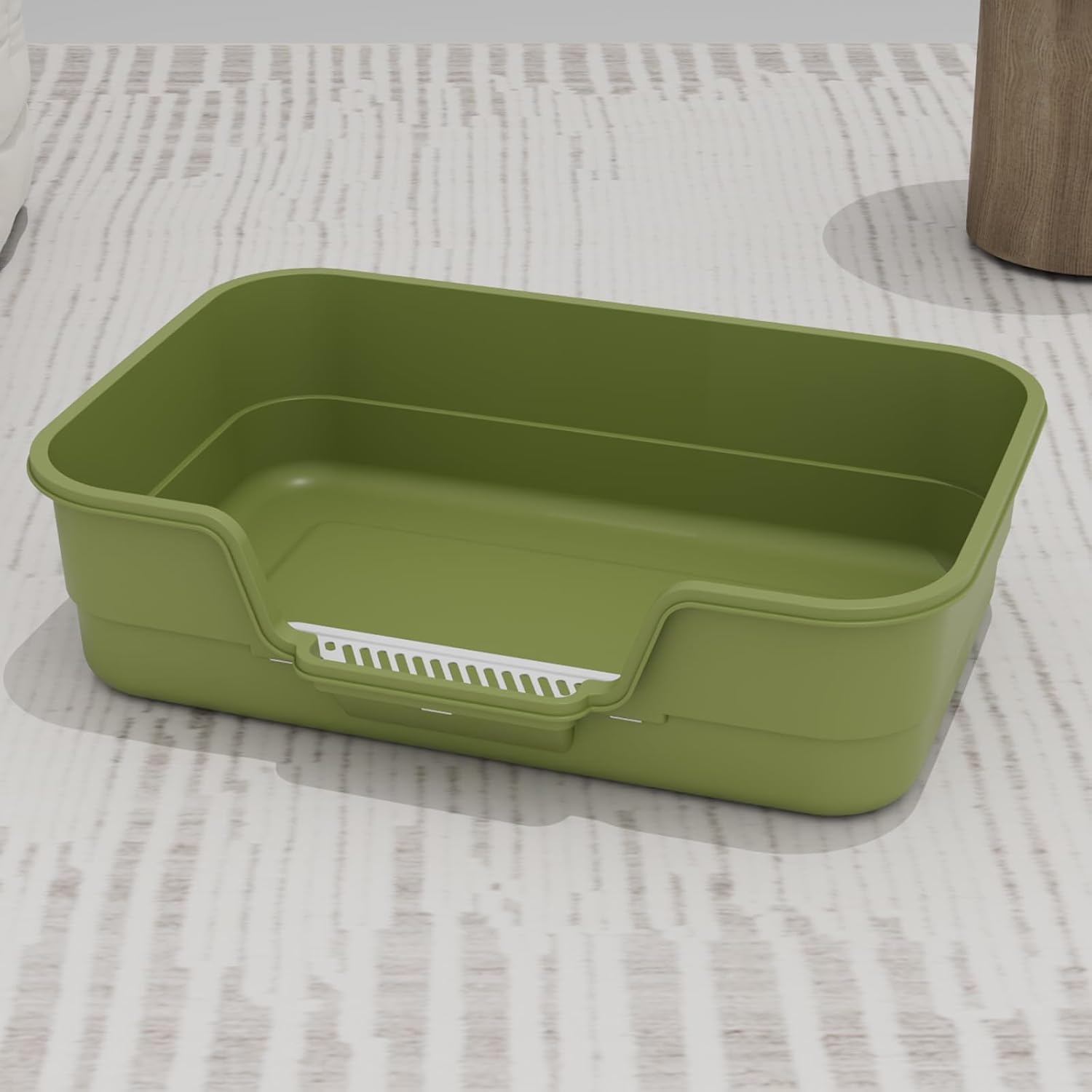 Extea Large Cat Litter Box with High Sides,Cat Boxes for Indoor Cats,Cat Litter Pan for Kitty,Litter Box with Low Entry,Easy to Clean,Anti-Splashing,23.6 x15.7 x6.2 Green