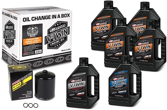 V-Twin Oil Change Kit Mineral w/Black Filter, Evolution